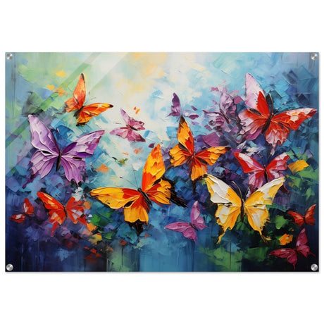 Butterfly Symphony | Contemporary Figurative Wildlife Art | Abstract Realism with Butterflies - Wood Prints - 30x45 cm / 12x18″ - 