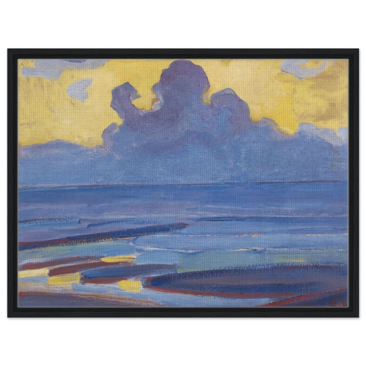 By The Sea 1909 by Piet Mondrian | Vintage wall art print - Framed Canvas - 60x80 cm / 24x32″ - Black frame