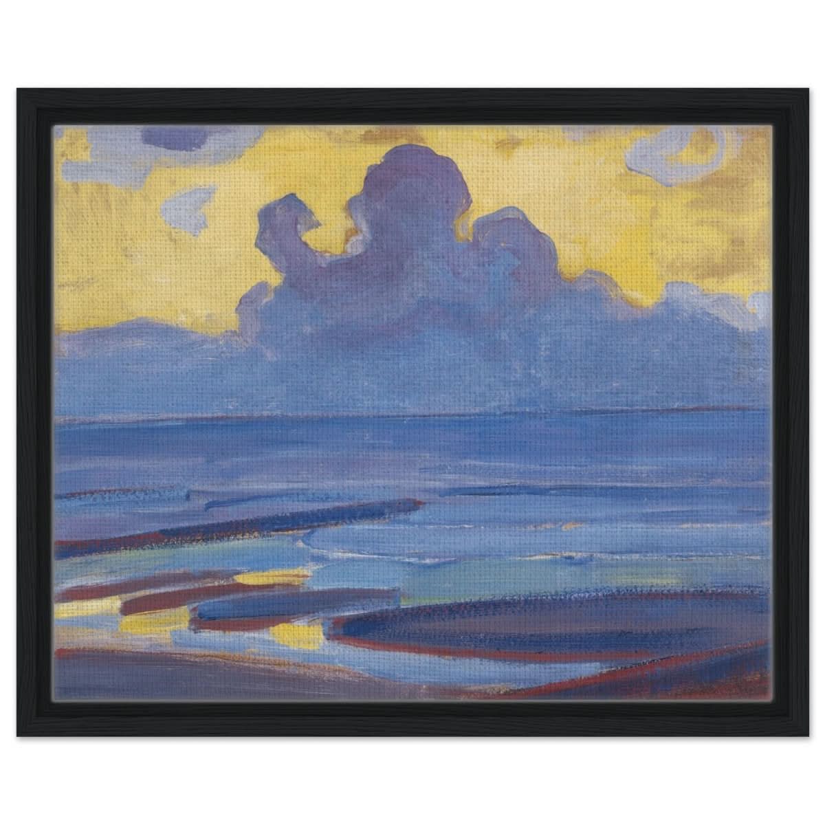 By The Sea 1909 by Piet Mondrian | Vintage wall art print - Framed Canvas - 40x50 cm / 16x20″ - Black frame