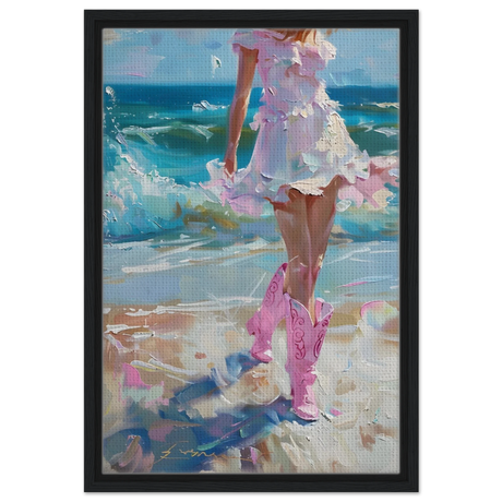 seaside sass pink boots ocean breeze wall art print60x90 cm / 24x36″Wood Prints