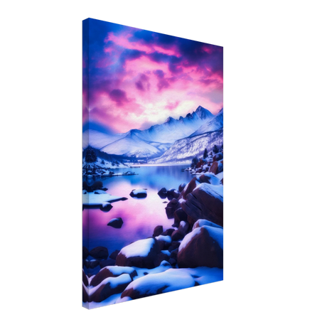 twilight serenity snowy mountain lake at sunset wall art print50x75 cm / 20x30″Wood Prints