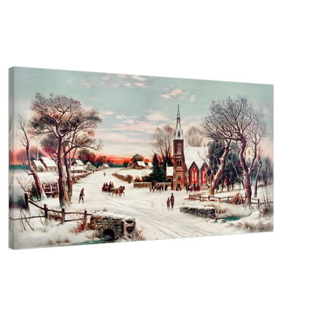 Vintage Christmas Eve Canvas Print by Hoover & Son â€“ Timeless Winter Landscape Art30x60 cm / 12x24â€³