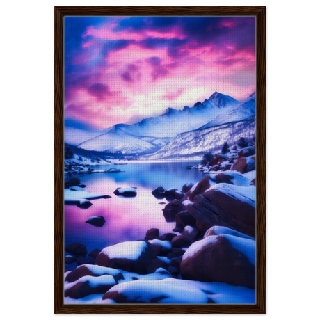 twilight serenity snowy mountain lake at sunset wall art print60x90 cm / 24x36″Brushed Aluminum Print