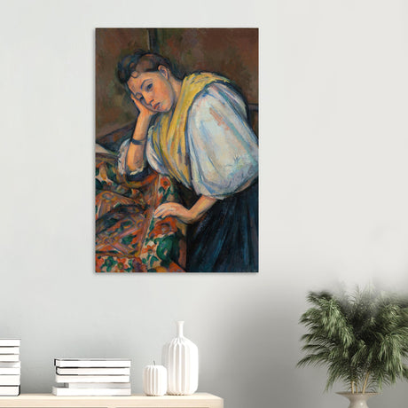 young italian woman at a table by paul cezanne 1895