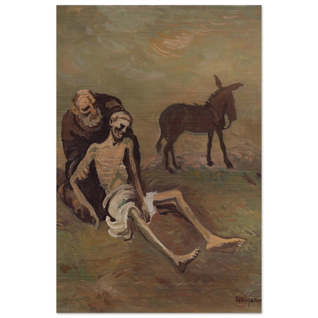 The Good Samaritan by CypriÃ¡n MajernÃ­k â€“ Expressionist Biblical Wall Art PrintFramed Canvas30x40 cm / 12x16â€³