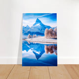 frozen reflections of majesty snowy mountain landscape wall art print70x100 cm / 28x40″Brushed Aluminum Print