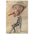 Caricature of a Man with a Big Cigar by Claude Monet | Vintage wall art print - Acrylic Print - 30x45 cm / 12x18″ - 