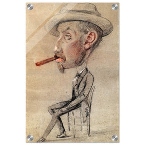 Caricature of a Man with a Big Cigar by Claude Monet | Vintage wall art print - Acrylic Print - 30x45 cm / 12x18″ - 