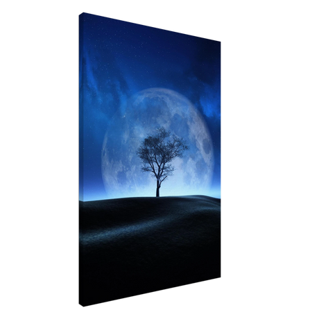 lunar silence a moonlit whisper in the night dreamy digital fantasy landscape wall art print60x90 cm / 24x36″Fine Art Poster