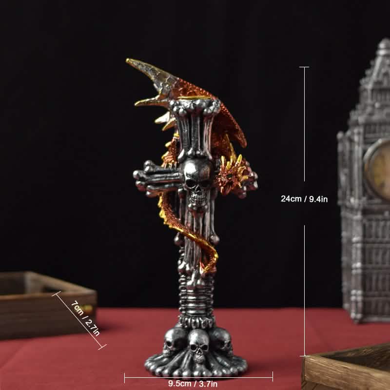 Dragon Candlestick Statue – Gothic Resin Sculpture Ornament for Home & Fantasy Décor