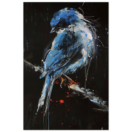 Celestial Bluebird | modern abstract wildlife wall art print - 30x45 cm / 12x18″ - Aluminum Print - 