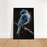 Celestial Bluebird | modern abstract wildlife wall art print - 60x90 cm / 24x36″ - Brushed Aluminum Print - 