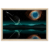 "Celestial Reflections" – A Portal Beyond the Stars | Wall art Print - Framed Canvas - 40x60 cm / 16x24″ - Wood frame