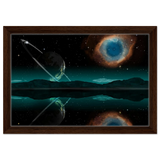"Celestial Reflections" – A Portal Beyond the Stars | Wall art Print - Framed Canvas - 30x45 cm / 12x18″ - Dark wood frame