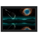 "Celestial Reflections" – A Portal Beyond the Stars | Wall art Print - Framed Canvas - 30x45 cm / 12x18″ - Black frame