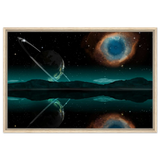 "Celestial Reflections" – A Portal Beyond the Stars | Wall art Print - Framed Canvas - 60x90 cm / 24x36″ - Wood frame