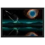 "Celestial Reflections" – A Portal Beyond the Stars | Wall art Print - Framed Canvas - 50x75 cm / 20x30″ - Black frame