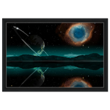 "Celestial Reflections" – A Portal Beyond the Stars | Wall art Print - Framed Canvas - 40x60 cm / 16x24″ - Black frame