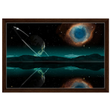 "Celestial Reflections" – A Portal Beyond the Stars | Wall art Print - Framed Canvas - 40x60 cm / 16x24″ - Dark wood frame