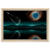 "Celestial Reflections" – A Portal Beyond the Stars | Wall art Print - Framed Canvas - 30x45 cm / 12x18″ - Wood frame