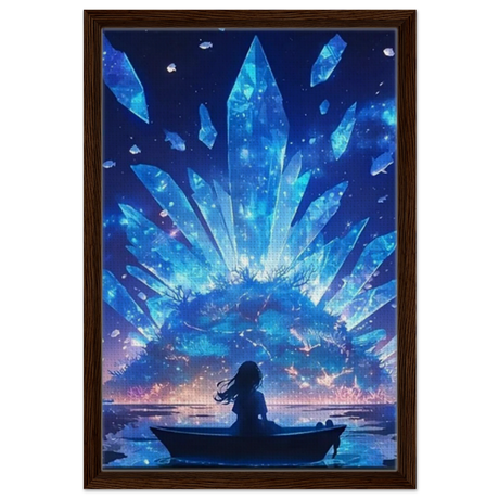 Celestial Reflections – Crystal Dreamscape Art | Wall art print - Framed Canvas - 40x60 cm / 16x24″ - Dark wood frame