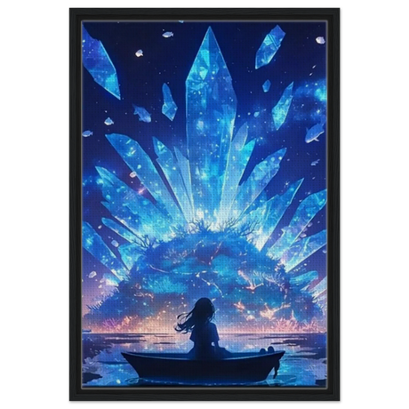 Celestial Reflections – Crystal Dreamscape Art | Wall art print - Framed Canvas - 50x75 cm / 20x30″ - Black frame
