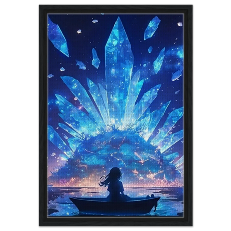 Celestial Reflections – Crystal Dreamscape Art | Wall art print - Framed Canvas - 40x60 cm / 16x24″ - Black frame