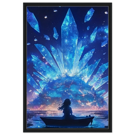 Celestial Reflections – Crystal Dreamscape Art | Wall art print - Framed Canvas - 60x90 cm / 24x36″ - Black frame