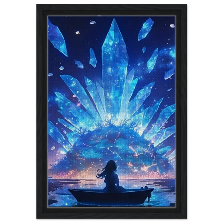Celestial Reflections – Crystal Dreamscape Art | Wall art print - Framed Canvas - 30x45 cm / 12x18″ - Black frame