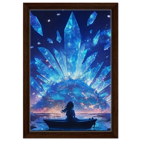 Celestial Reflections – Crystal Dreamscape Art | Wall art print - Framed Canvas - 30x45 cm / 12x18″ - Dark wood frame