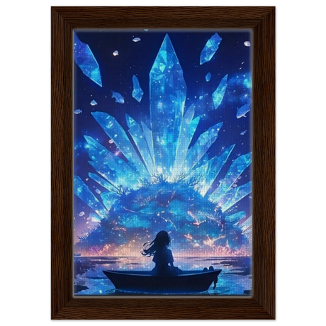 Celestial Reflections – Crystal Dreamscape Art | Wall art print - Framed Canvas - 20x30 cm / 8x12″ - Dark wood frame