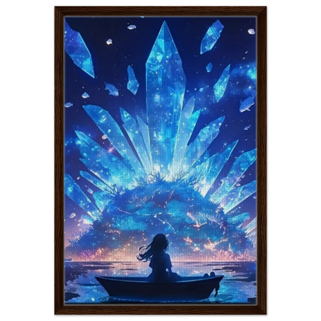 Celestial Reflections – Crystal Dreamscape Art | Wall art print - Framed Canvas - 50x75 cm / 20x30″ - Dark wood frame