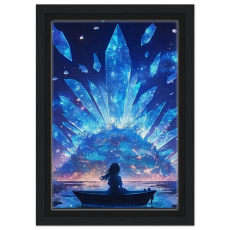 Celestial Reflections – Crystal Dreamscape Art | Wall art print - Framed Canvas - 20x30 cm / 8x12″ - Black frame