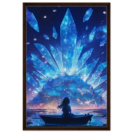 Celestial Reflections – Crystal Dreamscape Art | Wall art print - Framed Canvas - 60x90 cm / 24x36″ - Dark wood frame