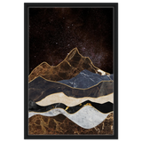 "Celestial Ridges" – Marbled Mountain Majesty | Wall Art Print - Framed Canvas - 50x75 cm / 20x30″ - Black frame