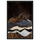 "Celestial Ridges" – Marbled Mountain Majesty | Wall Art Print - Framed Canvas - 60x90 cm / 24x36″ - Black frame