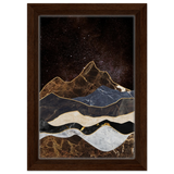 "Celestial Ridges" – Marbled Mountain Majesty | Wall Art Print - Framed Canvas - 20x30 cm / 8x12″ - Dark wood frame