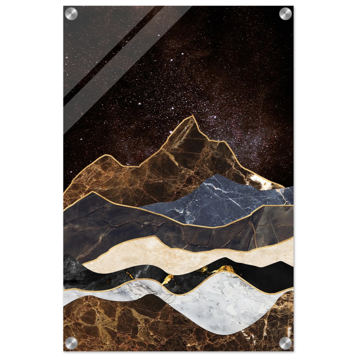 "Celestial Ridges" – Marbled Mountain Majesty | Wall Art Print - Acrylic Print - 40x60 cm / 16x24″ - 