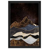 "Celestial Ridges" – Marbled Mountain Majesty | Wall Art Print - Framed Canvas - 40x60 cm / 16x24″ - Black frame