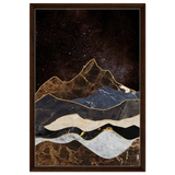 "Celestial Ridges" – Marbled Mountain Majesty | Wall Art Print - Framed Canvas - 50x75 cm / 20x30″ - Dark wood frame