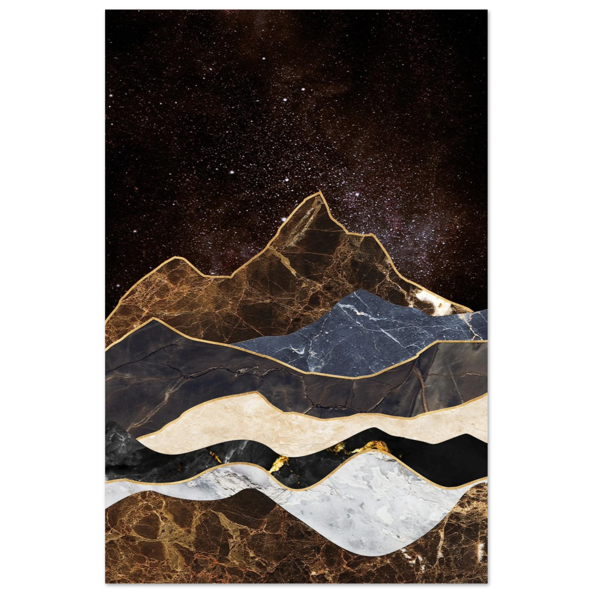 "Celestial Ridges" – Marbled Mountain Majesty | Wall Art Print - Fine Art Poster - 40x60 cm / 16x24″ - 
