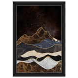"Celestial Ridges" – Marbled Mountain Majesty | Wall Art Print - Framed Canvas - 30x45 cm / 12x18″ - Black frame