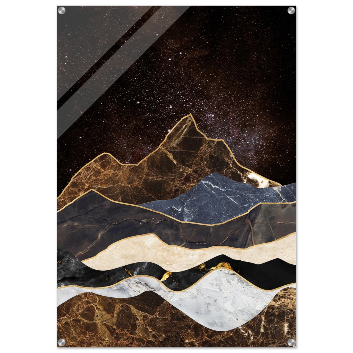 "Celestial Ridges" – Marbled Mountain Majesty | Wall Art Print - Acrylic Print - 70x100 cm / 28x40″ - 