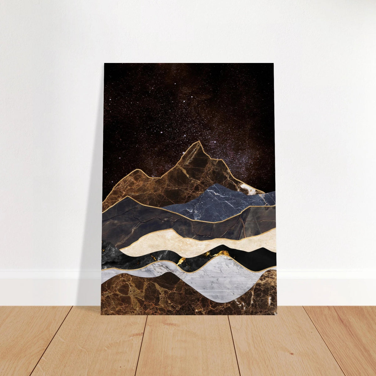 "Celestial Ridges" – Marbled Mountain Majesty | Wall Art Print - Brushed Aluminum Print - 70x100 cm / 28x40″ - 