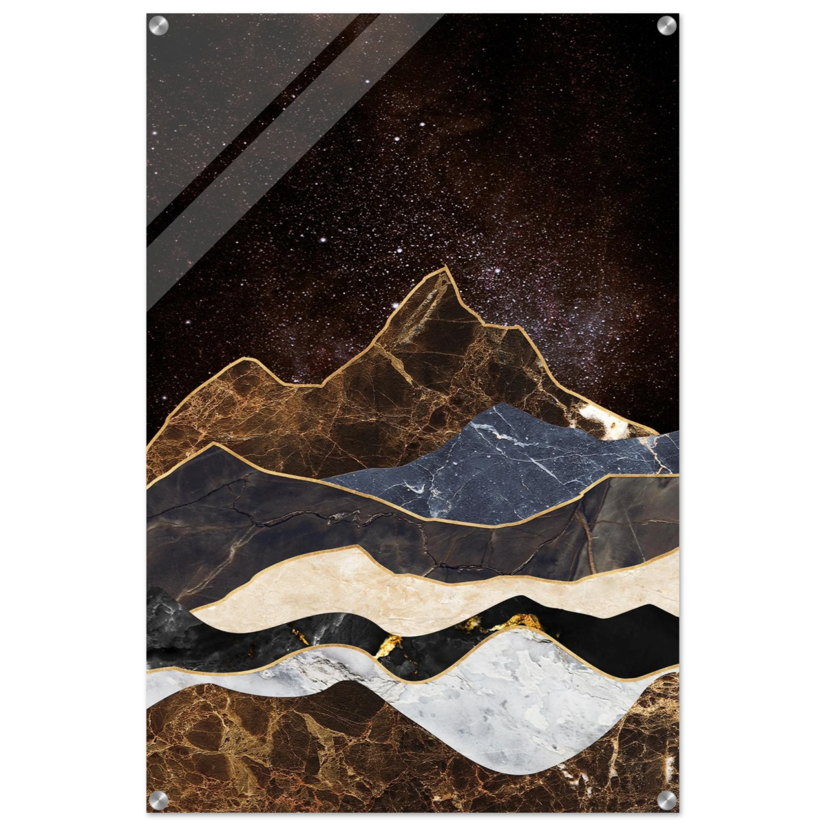 "Celestial Ridges" – Marbled Mountain Majesty | Wall Art Print - Acrylic Print - 60x90 cm / 24x36″ - 