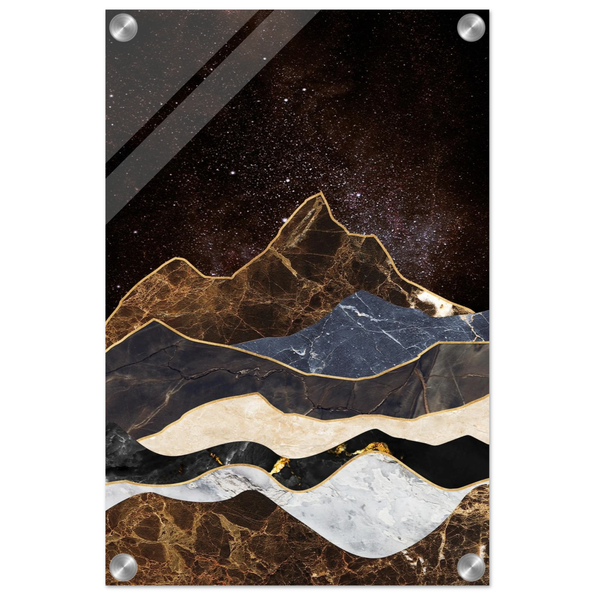 "Celestial Ridges" – Marbled Mountain Majesty | Wall Art Print - Acrylic Print - 30x45 cm / 12x18″ - 