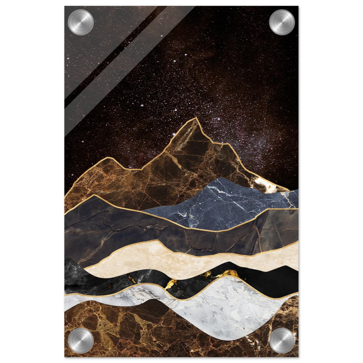 "Celestial Ridges" – Marbled Mountain Majesty | Wall Art Print - Acrylic Print - 20x30 cm / 8x12″ - 