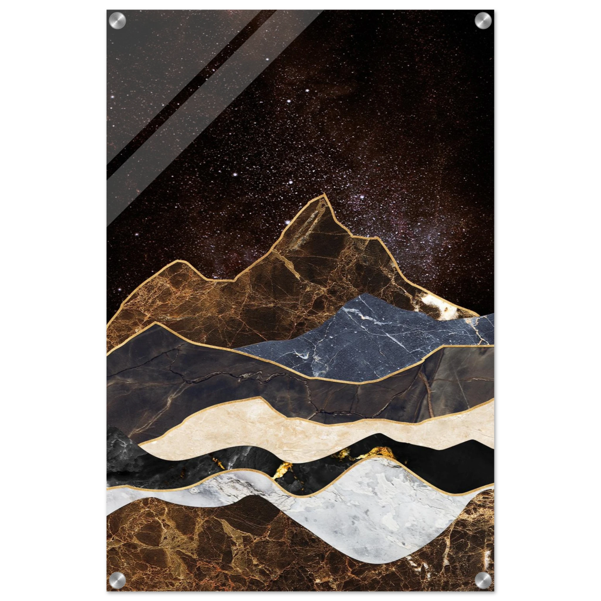 "Celestial Ridges" – Marbled Mountain Majesty | Wall Art Print - Acrylic Print - 50x75 cm / 20x30″ - 