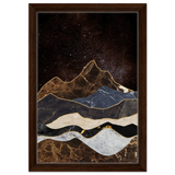 "Celestial Ridges" – Marbled Mountain Majesty | Wall Art Print - Framed Canvas - 30x45 cm / 12x18″ - Dark wood frame