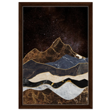"Celestial Ridges" – Marbled Mountain Majesty | Wall Art Print - Framed Canvas - 40x60 cm / 16x24″ - Dark wood frame